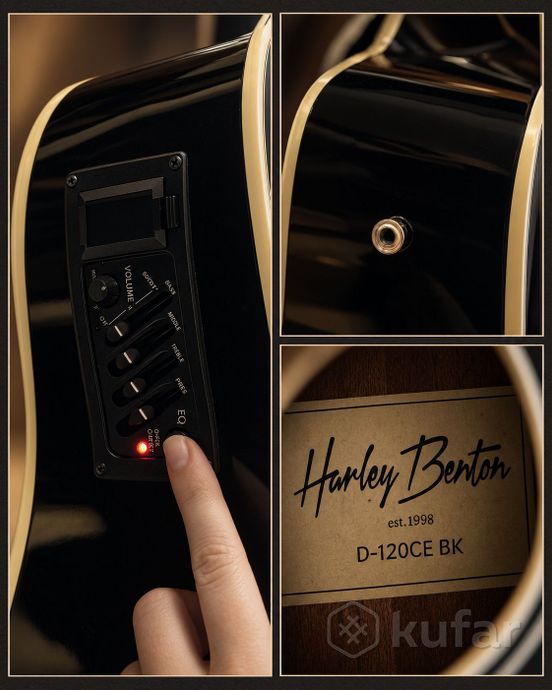 Электроакустическая гитара Harley Benton D-120CEBK — фото 2