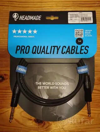 Аудиокабель HeadMade Pro 6.3mm TRS 1 м.