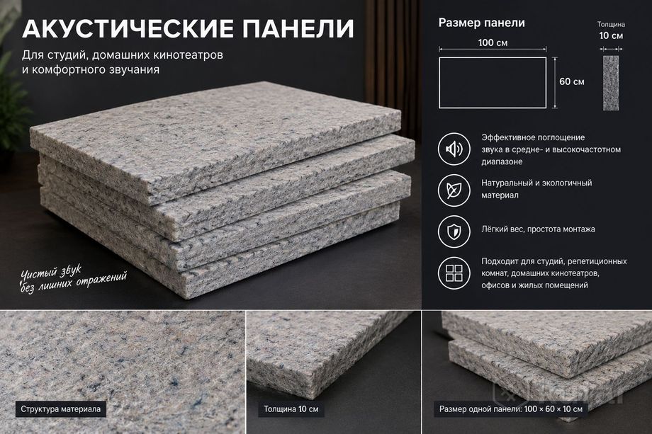 Хлопковая звукопоглощающая плита.